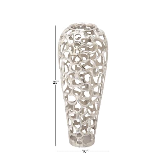 25" Silver Aluminum Contemporary Vase